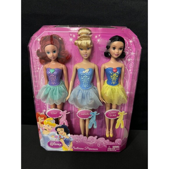 NIB Disney Princess Mattel 2009 Ariel Cinderella Snow White Ballerina Barbies - Picture 1 of 10